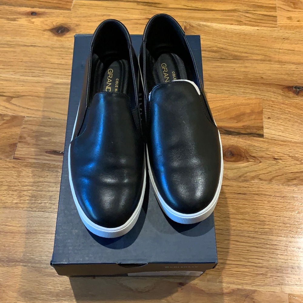 Cole Haan Grandpro black leather slip on sneakers size 9.5